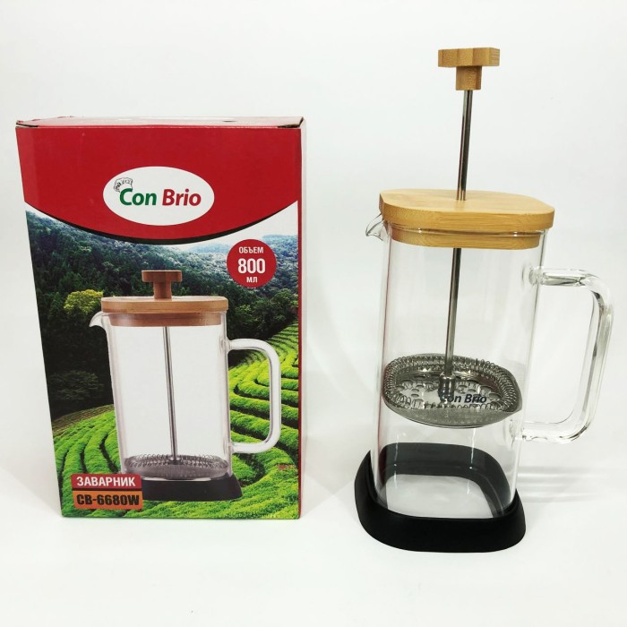 Чайник зі скляним заварником Con, Френч-прес з хорошого матеріалу, Заварний скляний чайник AU-22