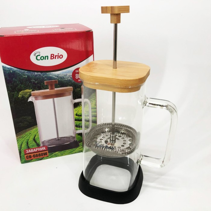 Чайник зі скляним заварником Con, Френч-прес з хорошого матеріалу, Заварний скляний чайник AU-22