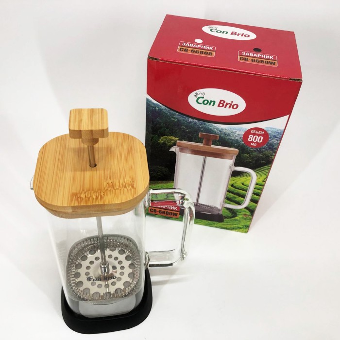 Простий френч-прес Con, Скляний чайник для кави та чаю, Красиві заварники для чаю Чайник прес QX-87