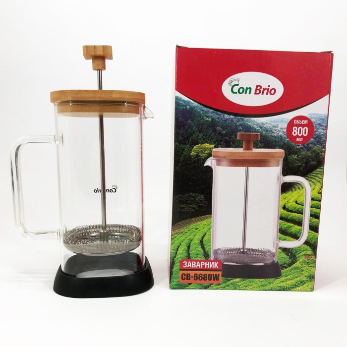 Простий френч-прес Con, Скляний чайник для кави та чаю, Красиві заварники для чаю Чайник прес QX-87