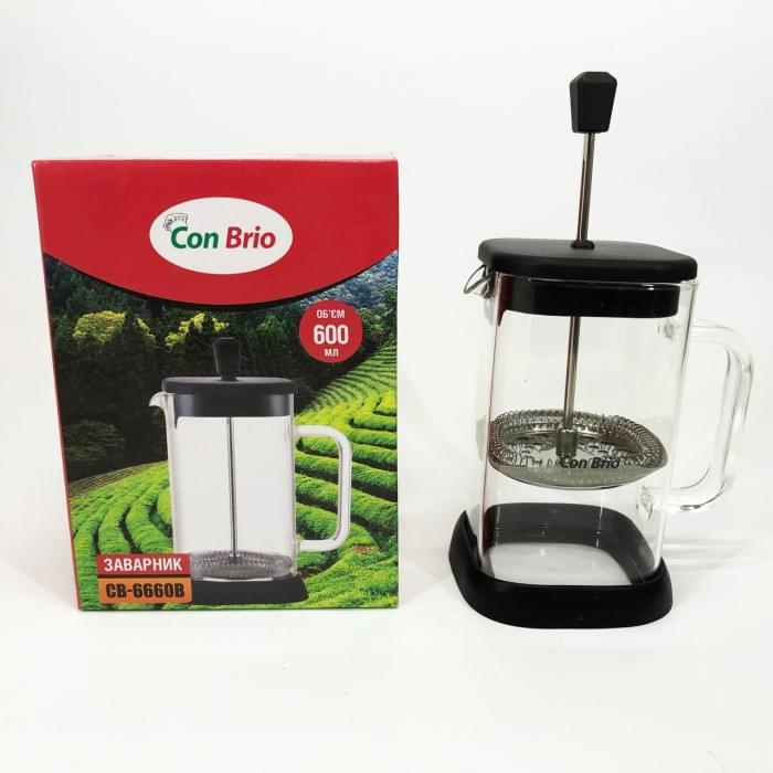 Френч-прес для чаю Con Brio 600 мл CB-6660B, Френчпрес, Френч-прес для кави, Ручний френч прес YL-638 для чаю