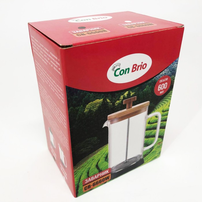 Скляний заварювальний чайник для чаю чайники Con Brio 600 мл CB-6660B, Френч-прес красивий UX-82