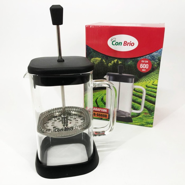 Скляний заварювальний чайник для чаю чайники Con Brio 600 мл CB-6660B, Френч-прес красивий UX-82