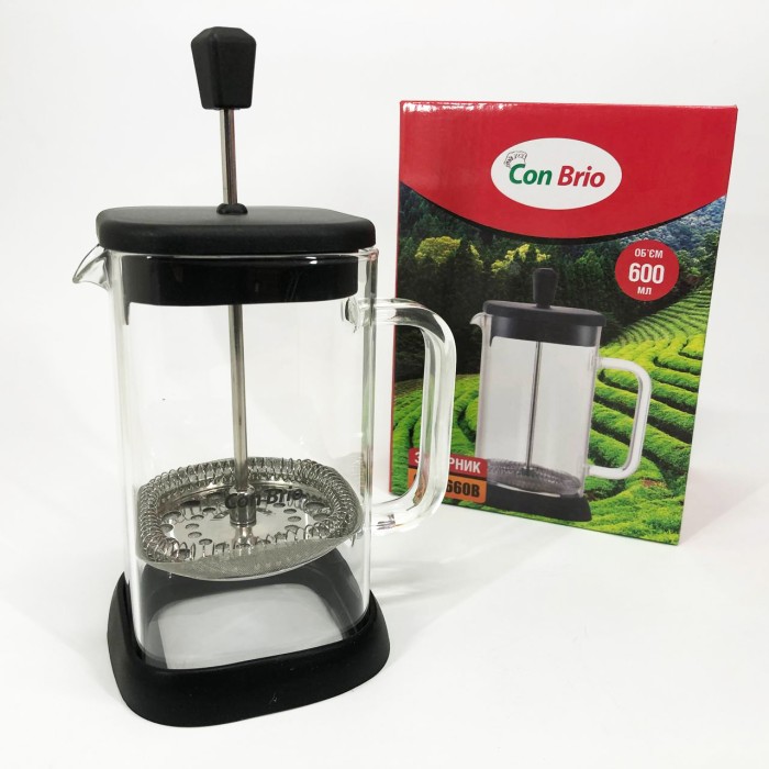Скляний заварювальний чайник для чаю чайники Con Brio 600 мл CB-6660B, Френч-прес красивий UX-82