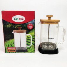Ручний френч прес для чаю Con Brio 600мл CB-6660W, Скляний заварювальний чайник для OU-635 чаю чайники