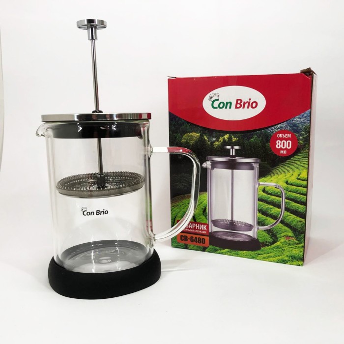 Заварний чайник скляний з ручкою Con, Френч-прес для заварювання кави, Френч-прес з ручкою DO-73
