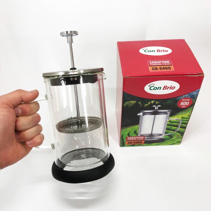 Френч-прес для заварювання трав, Чайник заварювальний френч прес, Стильний френч-прес для чаю та кави FR-34