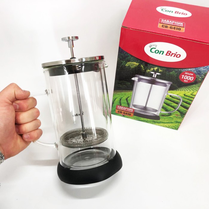 Френч-прес для заварювання кави Con, Прес-заварник для чаю, Заварник прозорий, Френч-прес місткий WU-24