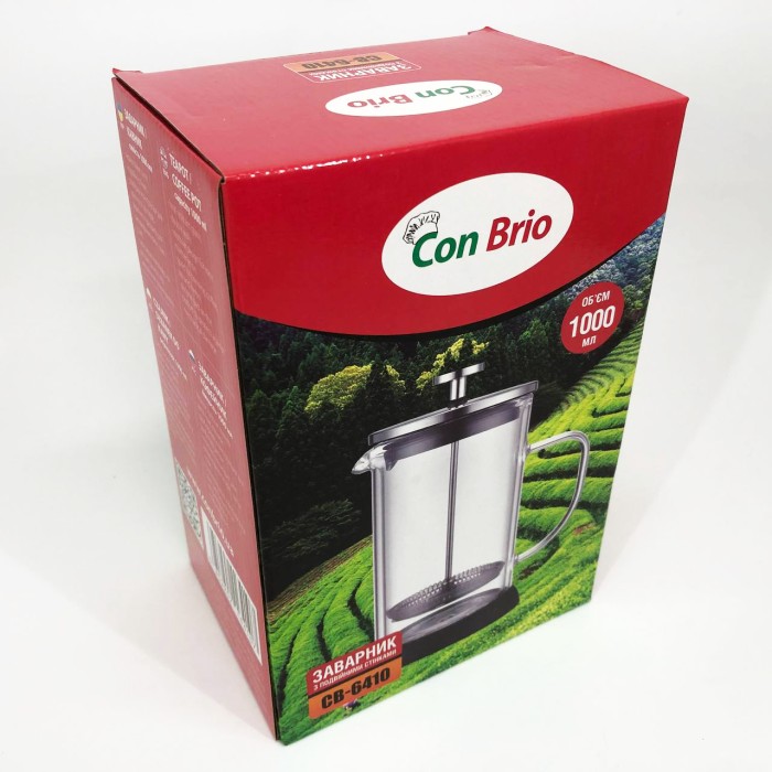 Френч-прес для заварювання кави Con, Прес-заварник для чаю, Заварник прозорий, Френч-прес місткий WU-24