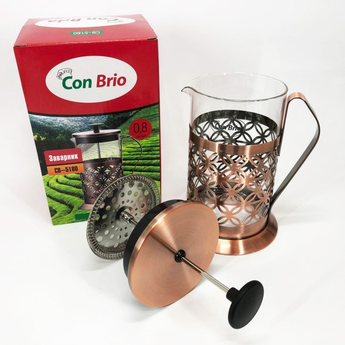 Елегантний прес для чаю Con Brio CB-5180 800мл, Френч-прес для кафе Прес-заварник чаю NO-65