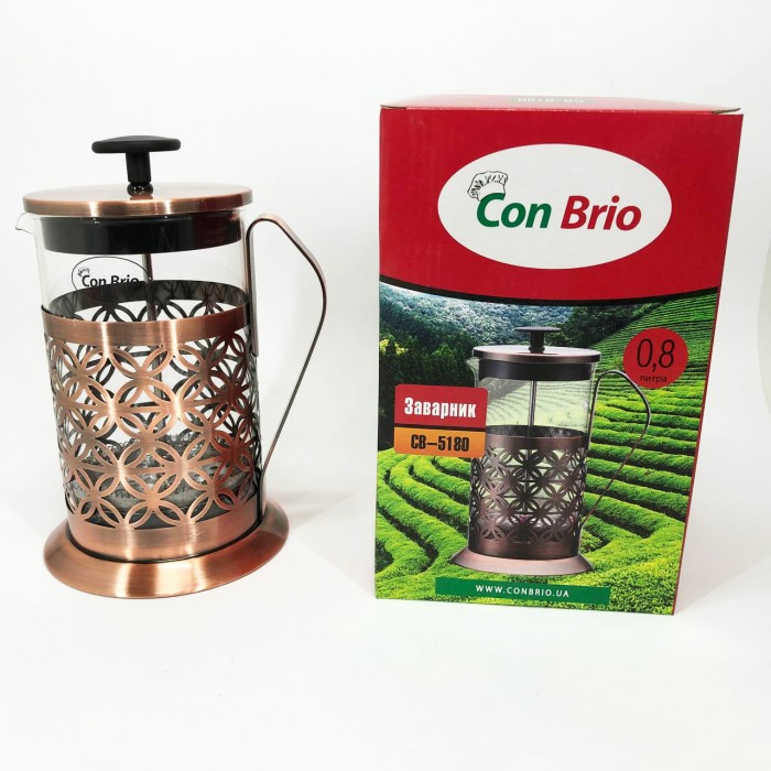 Елегантний прес для чаю Con Brio CB-5180 800мл, Френч-прес для кафе Прес-заварник чаю NO-65
