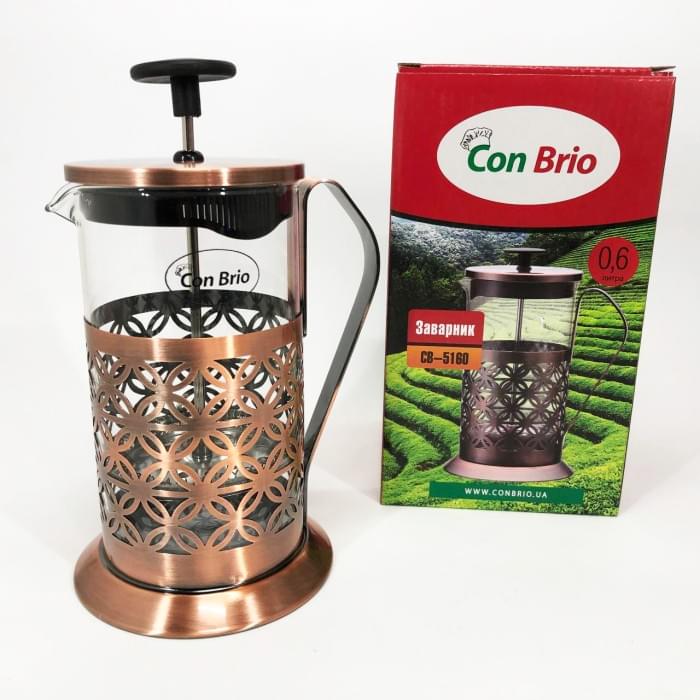 Френч-прес з ручкою Con Brio CB-5160 600мл, Френч-прес для заварювання кави, AF-200 Китайський заварник