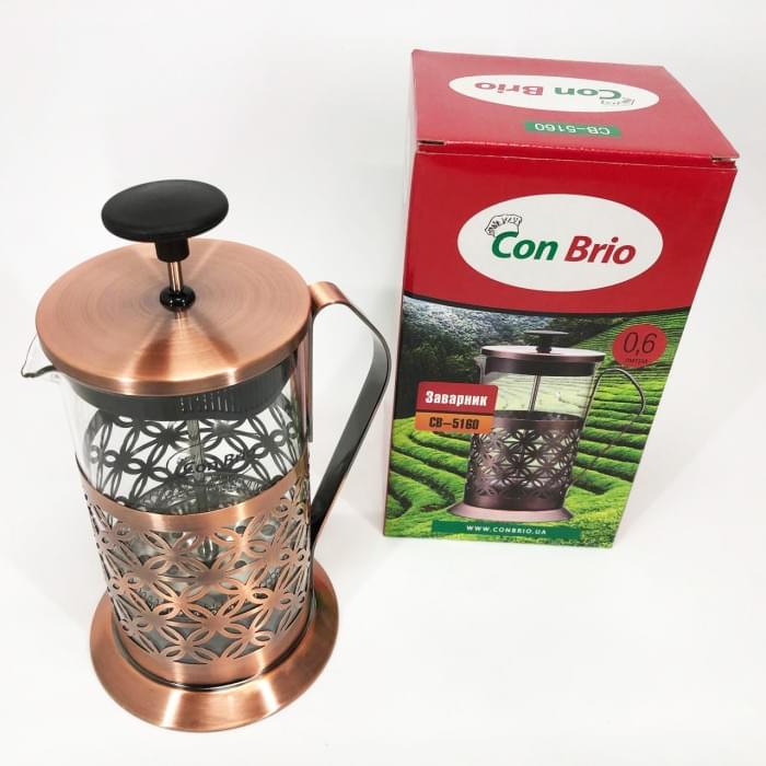 Френч-прес з ручкою Con Brio CB-5160 600мл, Френч-прес для заварювання кави, AF-200 Китайський заварник