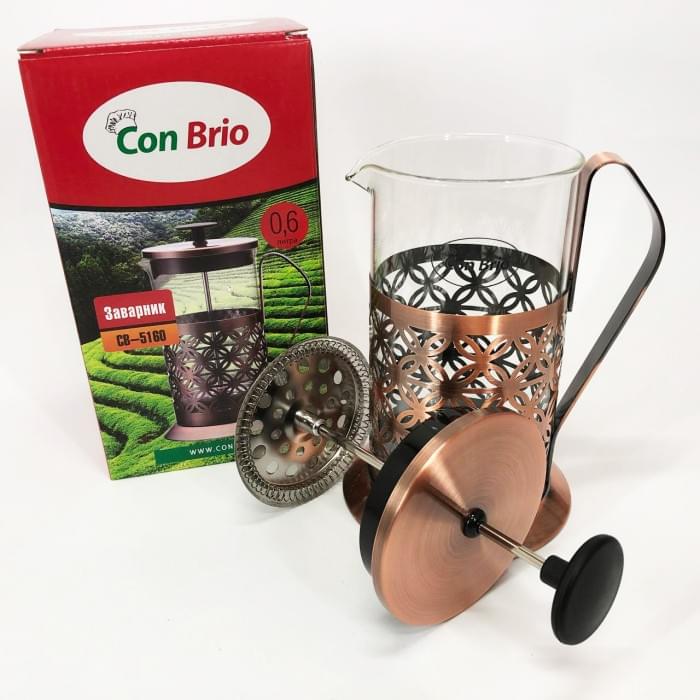 Френч-прес з ручкою Con Brio CB-5160 600мл, Френч-прес для заварювання кави, AF-200 Китайський заварник