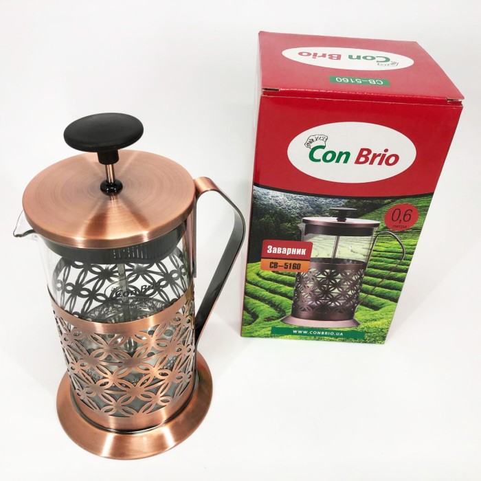 Гарний заварник Con Brio CB-5160 600мл, Френч-прес для кави, Заварник френч-прес, Френч-прес JA-704 для кави
