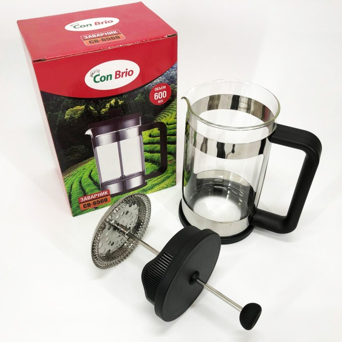 Френч-прес з поршнем Con Brio CB-6560 600 мл, Френч-прес для міцної кави для кафе WC-36