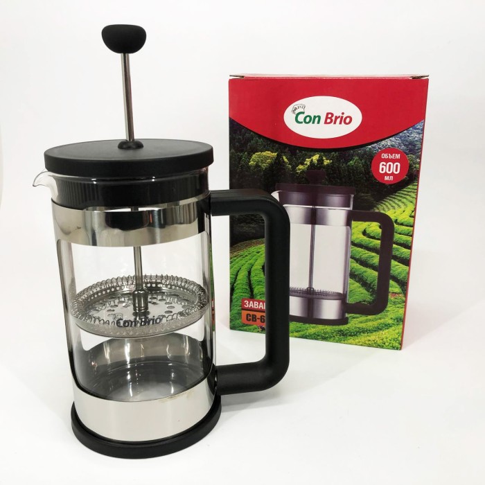 Френч-прес з поршнем Con Brio CB-6560 600 мл, Френч-прес для міцної кави для кафе WC-36