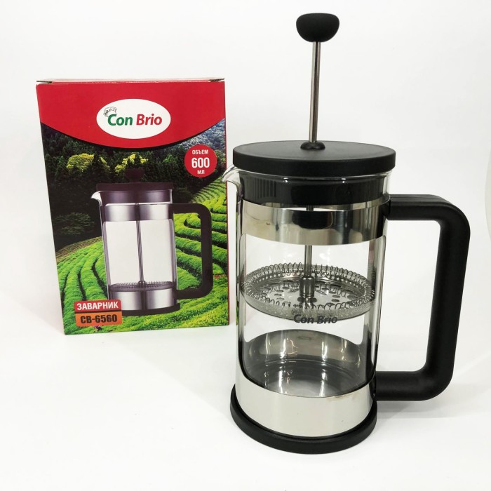 Френч-прес з поршнем Con Brio CB-6560 600 мл, Френч-прес для міцної кави для кафе WC-36
