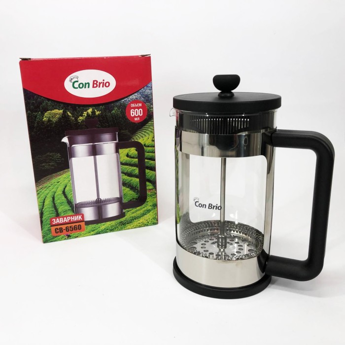 Френч-прес з поршнем Con Brio CB-6560 600 мл, Френч-прес для міцної кави для кафе WC-36