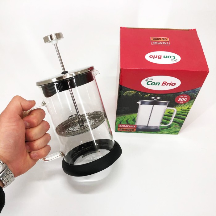 Скляні чайники для заварювання трав'яного чаю Con, Прес-заварник для чаю, Френч-прес красивий OS-14