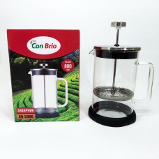 Заварочник для кухні Con Brio CB-5980 800 мл, Френч-прес з ручкою, Гарний заварник, JV-177 Заварник прозорий