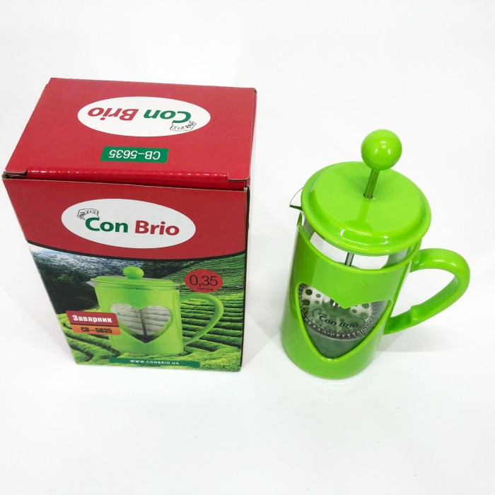 Френч-прес для заварювання трав Con Brio CB-5635 350 мл, Стильний скляний заварювальний чайник SW-89