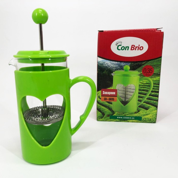 Френч-прес для заварювання трав Con Brio CB-5635 350 мл, Стильний скляний заварювальний чайник SW-89