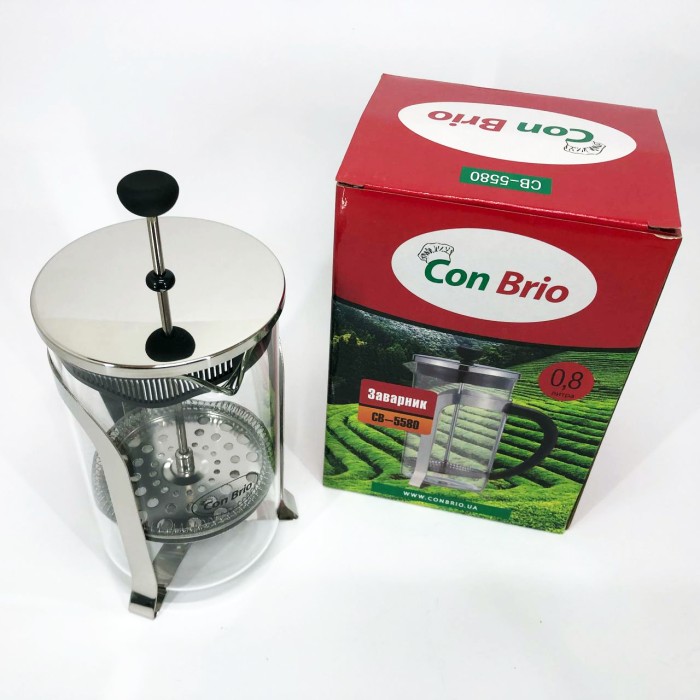 Зручний чайник для заварювання зі скла з ситом Con Brio CB-5580 0.8 л, Красивий заварник RV-78