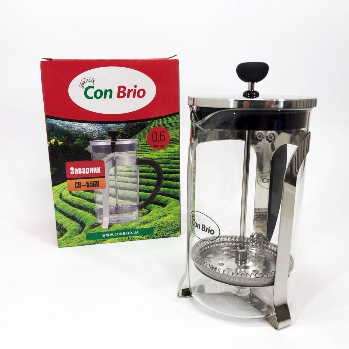 Френч-прес з поршнем, Заварний скляний чайник, Зручний френч-прес для дому, Заварник для кухні EL-72