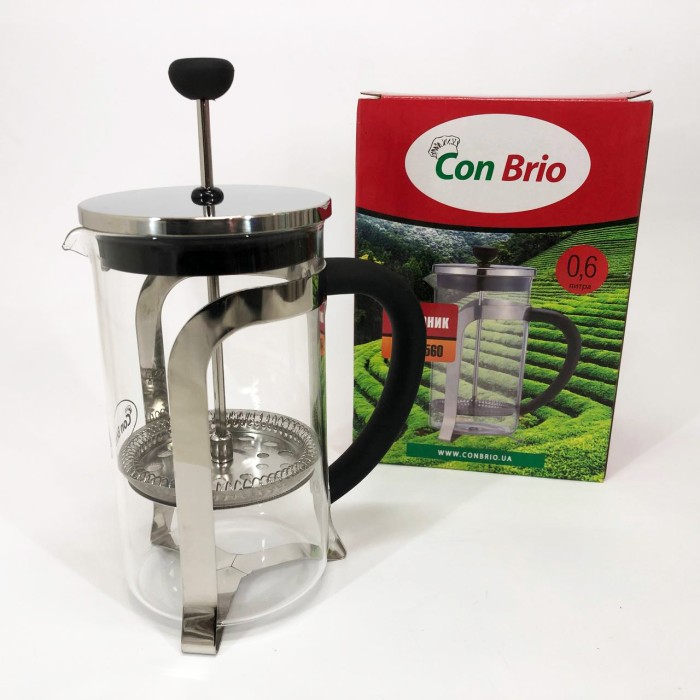 Незвичайний заварник для чаю Con Brio CB-5560 600 мл, Френч-прес для міцної кави, JM-494 Заварювальний чайник