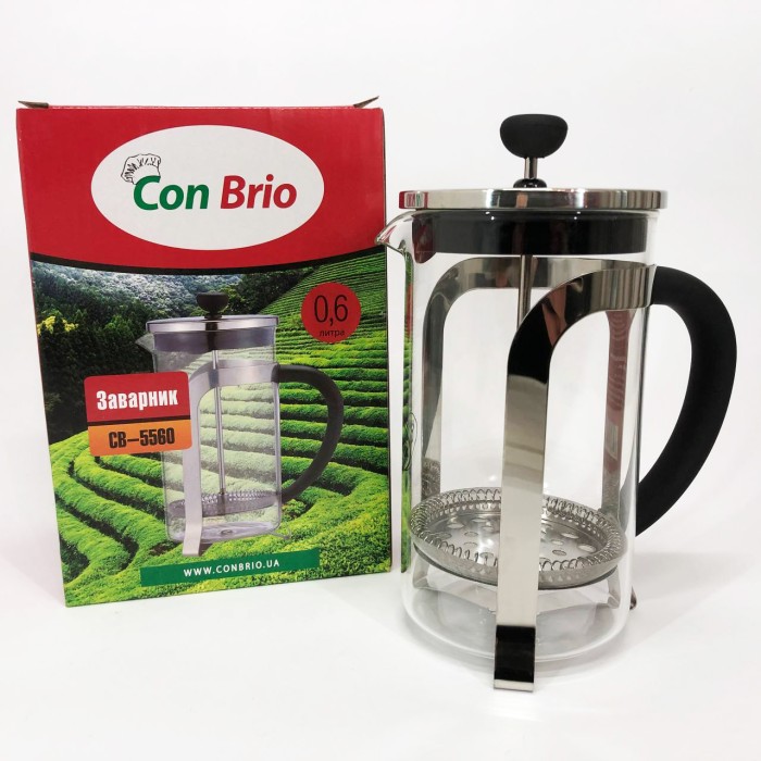 Незвичайний заварник для чаю Con Brio CB-5560 600 мл, Френч-прес для міцної кави, JM-494 Заварювальний чайник