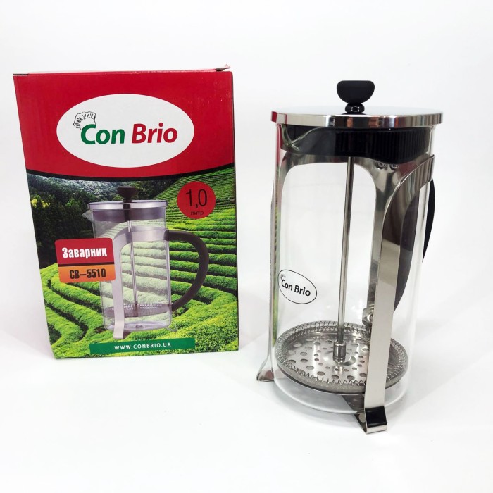 Чайник зі скляним заварником Con, Френч-прес для заварювання кави, Чайник прес для чаю RA-57