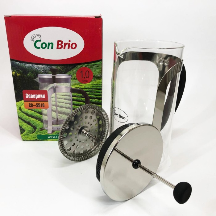 Чайник зі скляним заварником Con, Френч-прес для заварювання кави, Чайник прес для чаю RA-57