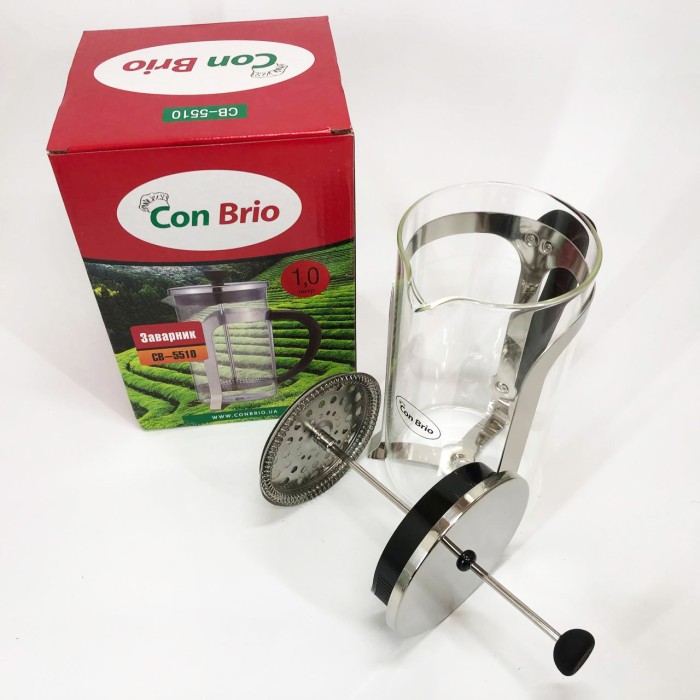 Чайник зі скляним заварником Con, Френч-прес для заварювання кави, Чайник прес для чаю RA-57