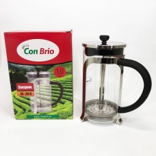 Заварний скляний чайник Con Brio 1000 мл CB-5510, Чайник самовар скляний, Колба NA-286 френч прес