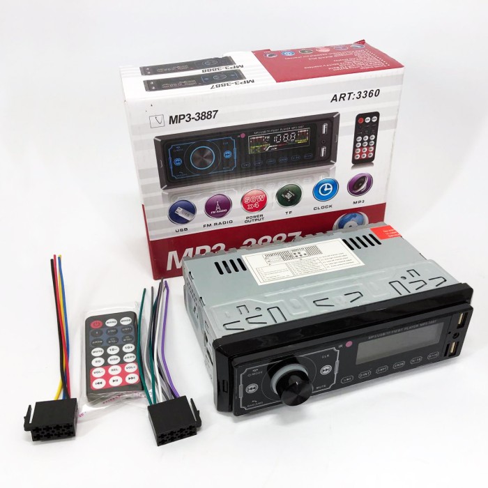 Мультимедійна автомагнітола універсальна MP3 3887 ISO 1DIN, Автомагнітоли з роз'ємом USB QR-66