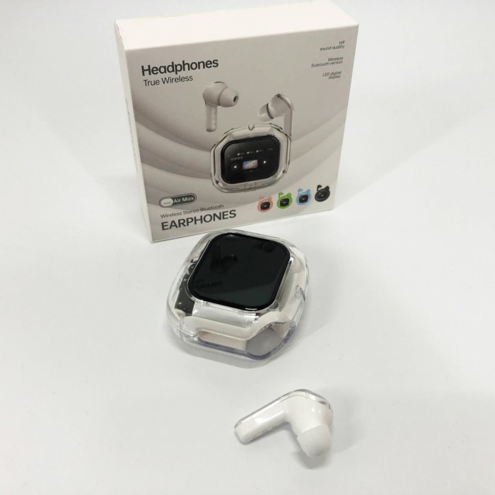 Бездротові вакуумні навушники TWS з дисплеєм LED, вологозахист IPx4 Bluetooth 5.4 з кейсом. Колір: білий