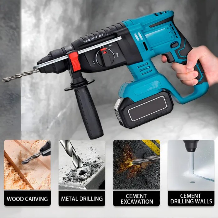 Професійний електричний перфоратор KRAFFTEC 48V 2 акб, Надійний електричний перфоратор PF-99