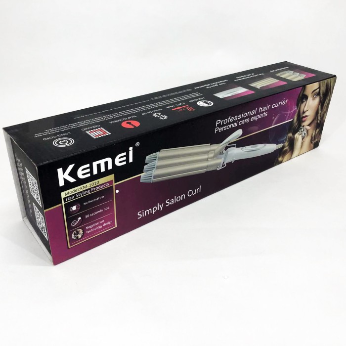 Плойка для волосся професійна Kemei KM-1010 потрійна для створення локонів з турмаліновим покриттям