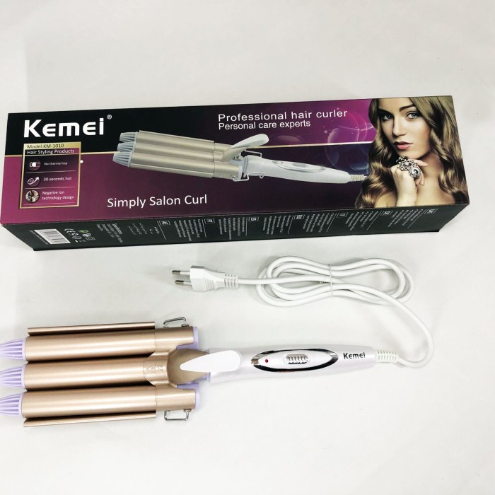 Плойка для волосся професійна Kemei KM-1010 потрійна для створення локонів з турмаліновим покриттям
