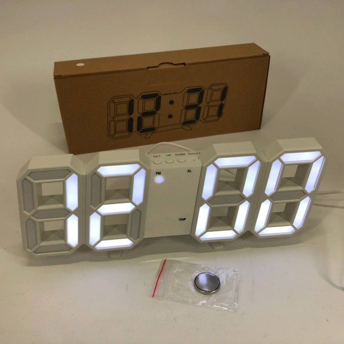 Годинник настільний LY-1089 з білим підсвічуванням LED білий, Годинник електронний світиться, Електронний годинник VST