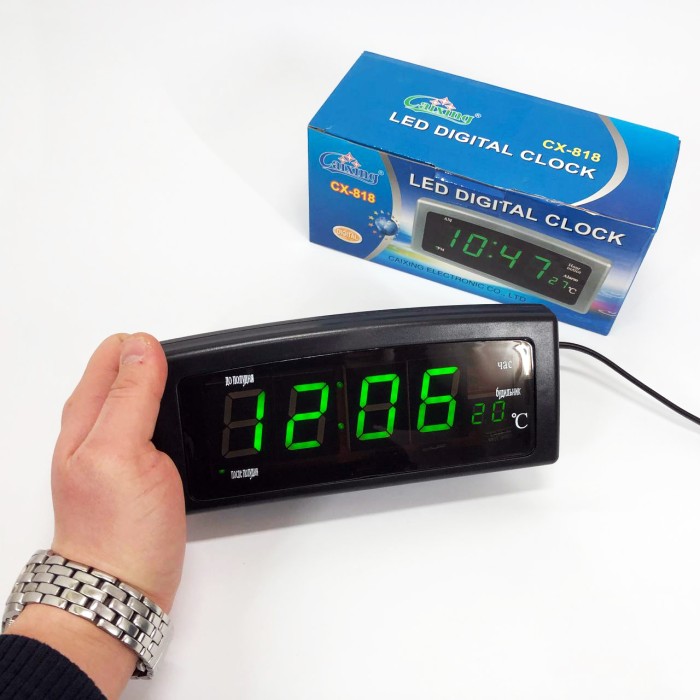 Годинник настільний цифровий електронний led Caixing, Практичний настільний годинник з підсвічуванням DV-94