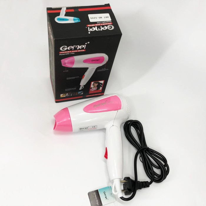 Фен для волосся складаний дорожній Gemei GM-1756 1200 Вт, Домашній фен для укладання Pink