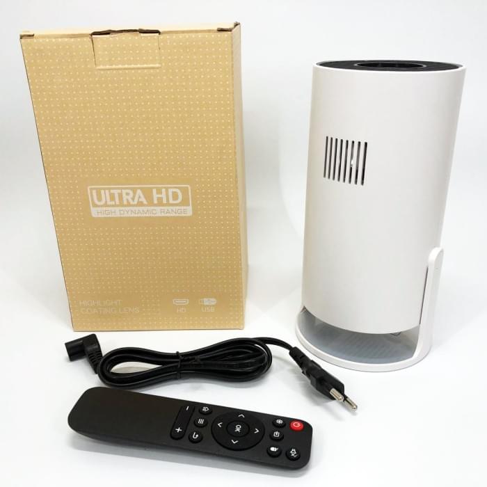 LED Проектор для дому портативний Смарт з WiFi, Bluetooth, Android 11, OL-109 білий, 1280х720р