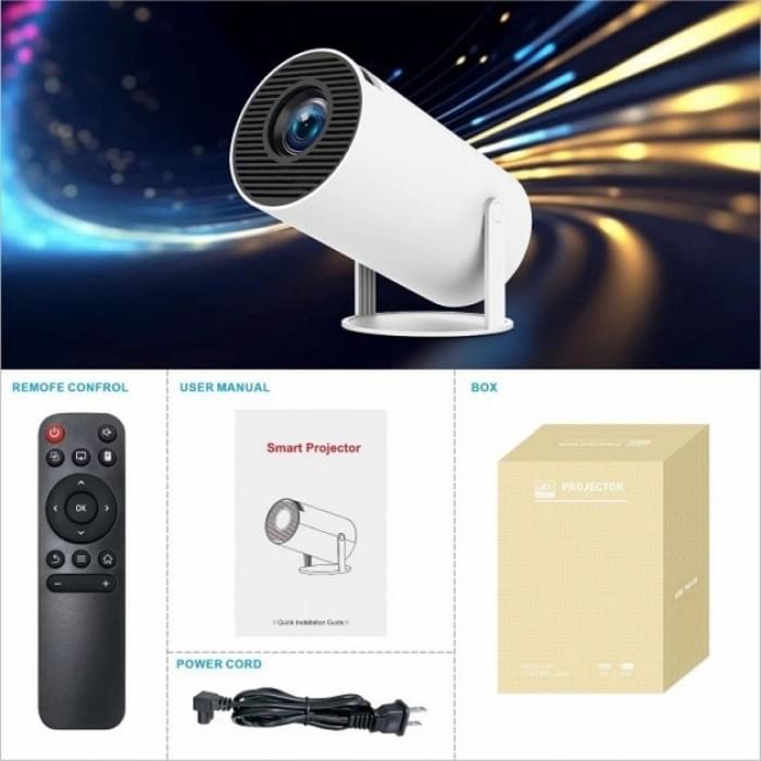 LED Проектор для дому портативний Смарт з WiFi, Bluetooth, Android 11, OL-109 білий, 1280х720р