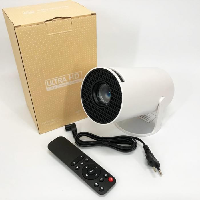 LED Проектор для дому портативний Смарт з WiFi, Bluetooth, Android 11, OL-109 білий, 1280х720р