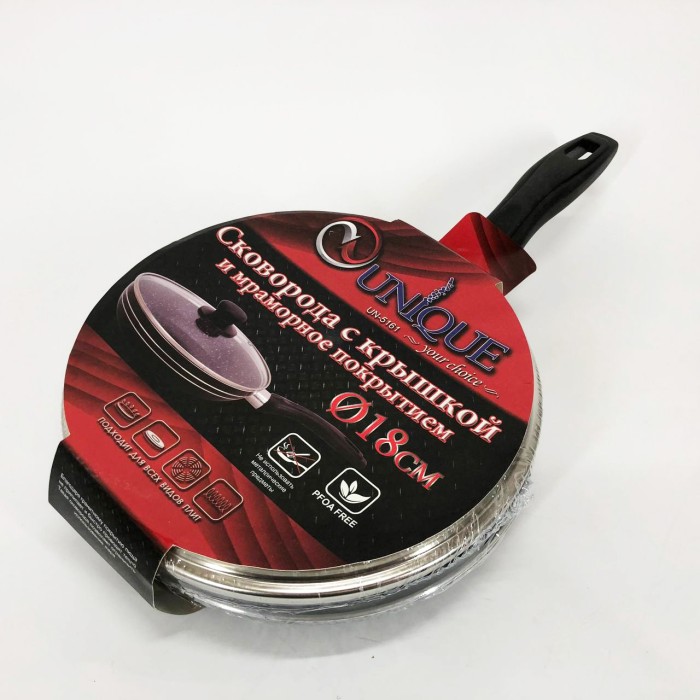 Якісна сковорідка для смаження UNIQUE UN-5161 18 см, Сковорідка для індукційної плити VS-58