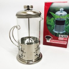 Френч-прес з поршнем UNIQUE UN-1152 600 мл, Заварник прозорий, Заварник скляний з пресом EG-63