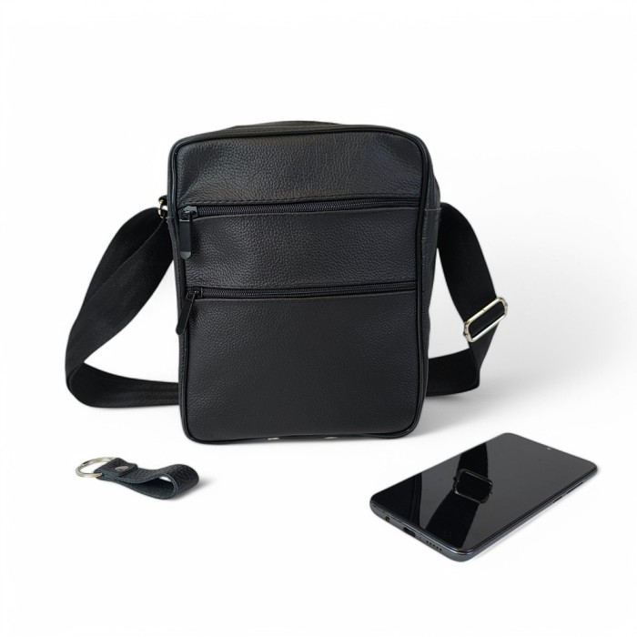 Чоловіча міська сумка крос-боді, Сучасний месенджер, Повсякденна сумка-месенджер, Чоловіча чорна сумка BU-91