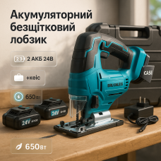 Акумуляторний безщітковий лобзик 24V з 2 АКБ у пластиковому кейсі з регулюванням швидкості та кута нахилу UD-21